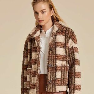Plaid brown teddy coat